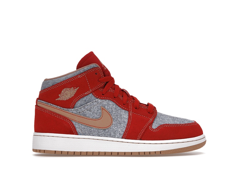 Jordan 1 Mid Denim Red (GS) Kids' - DM4384-600 - US