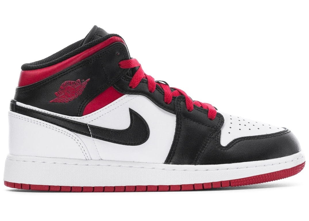 Pre-owned Jordan 1 Mid Gym Red Black Toe (ps) In White/black/gym Red