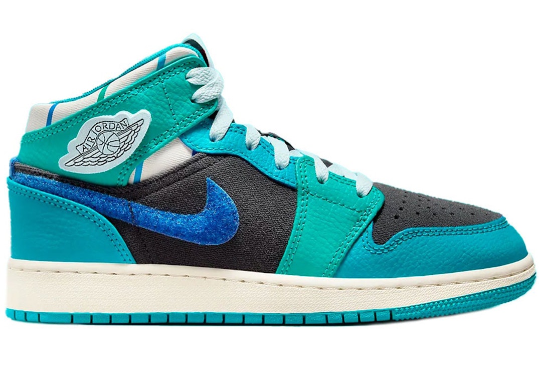 Pre-owned Jordan 1 Mid Inspired By The Greatest Aquatone (gs) In Anthracite/glacier Blue-aquatone