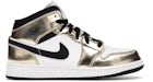 Jordan 1 Mid en dorado metálico, negro y blanco (para escolares)