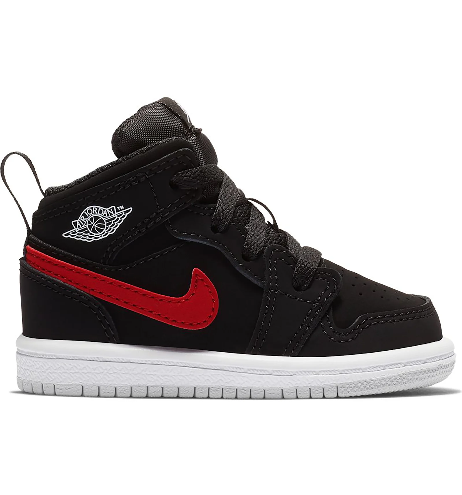 Jordan 1 mid multicolor swoosh black sale