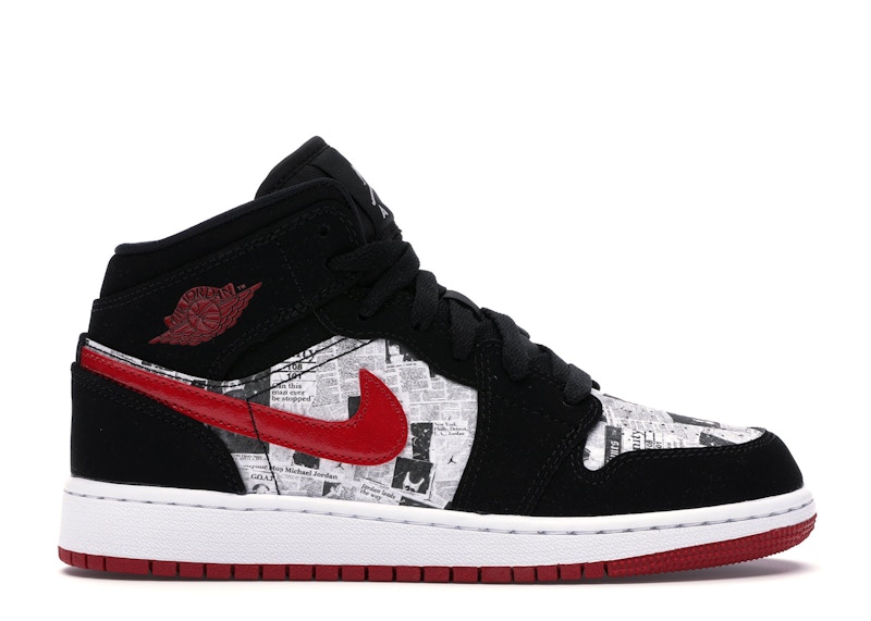 Jordan 1 Mid Newspaper Air Times (GS) Kids' - BQ6931-061 - US