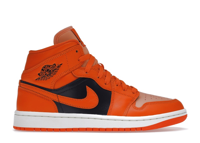 black and orange jordan 1 mid