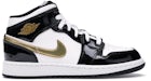 Jordan 1 Mid Patent Black White Gold (GS)