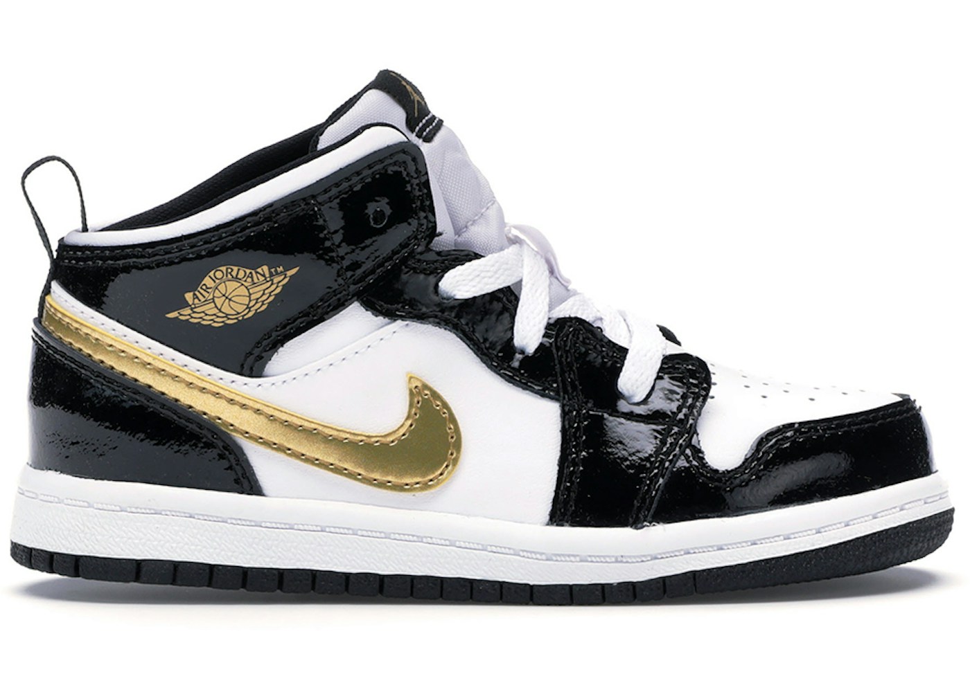 Jordan 1 Mid Patent Black White Gold (TD) - BQ6933-007