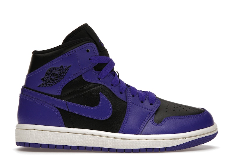 black and dark purple jordans