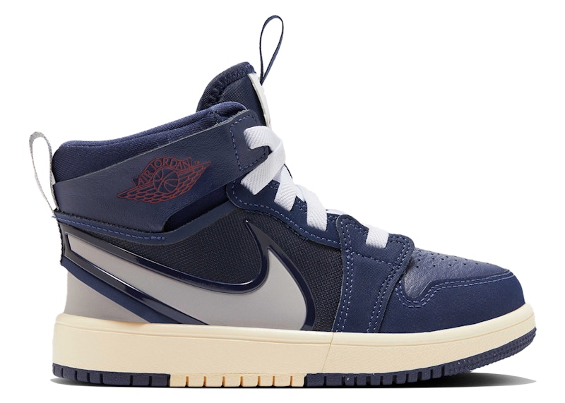 Pre-owned Jordan 1 Mid Rm Easyon Atmosphere Grey Sneakers In Midnight Navy Blue/varsity Red/muslin In Multi