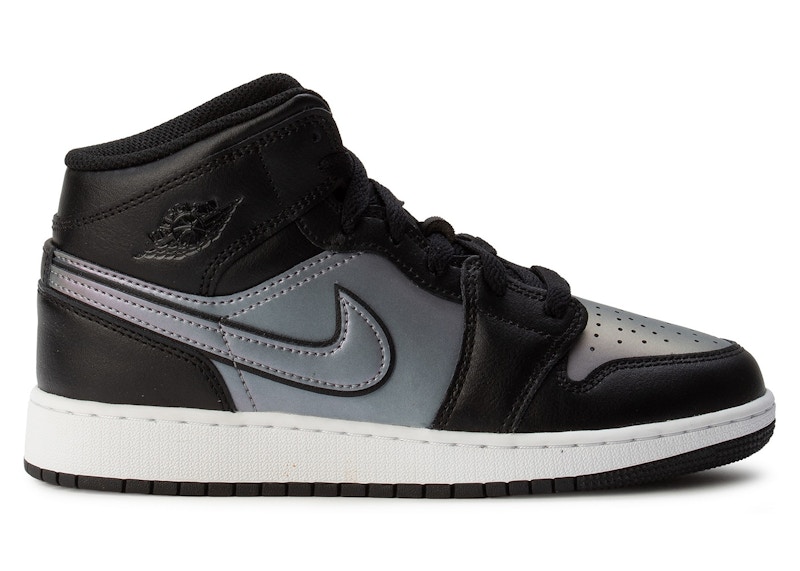 Pre-owned Jordan 1 Mid Se Bg Sneakers In Black/white In Multi