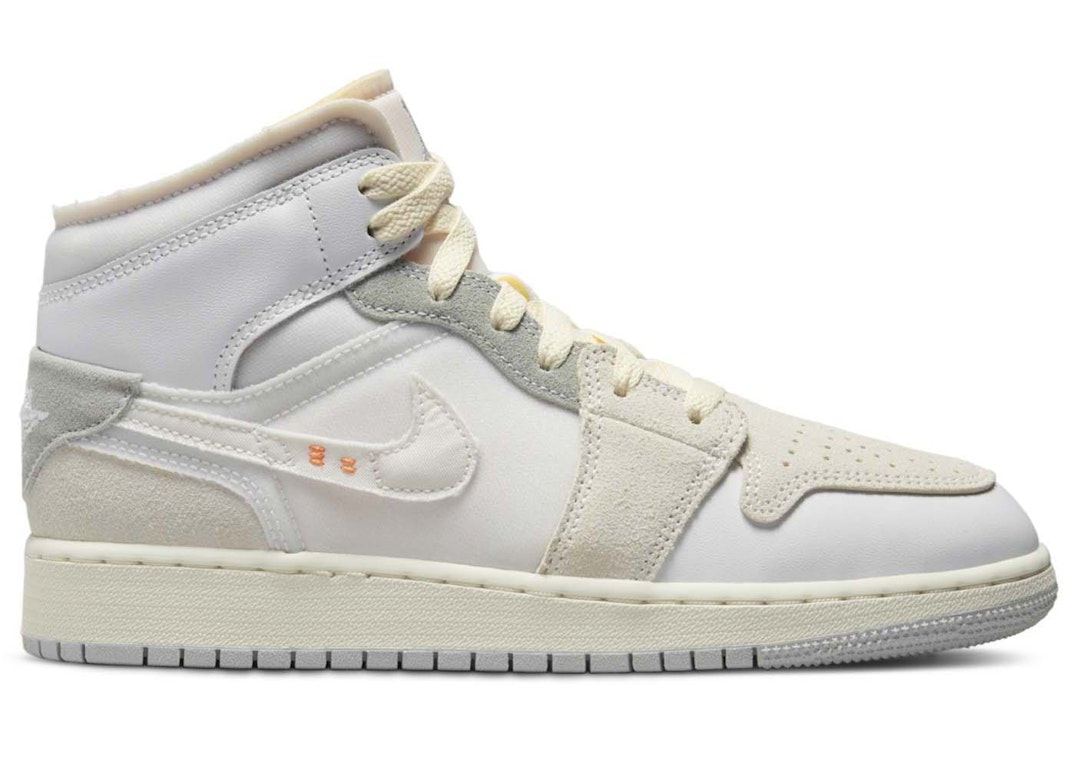 Pre-owned Jordan 1 Mid Se Craft Inside Out White Grey (gs) In White/phantom Grey/sail