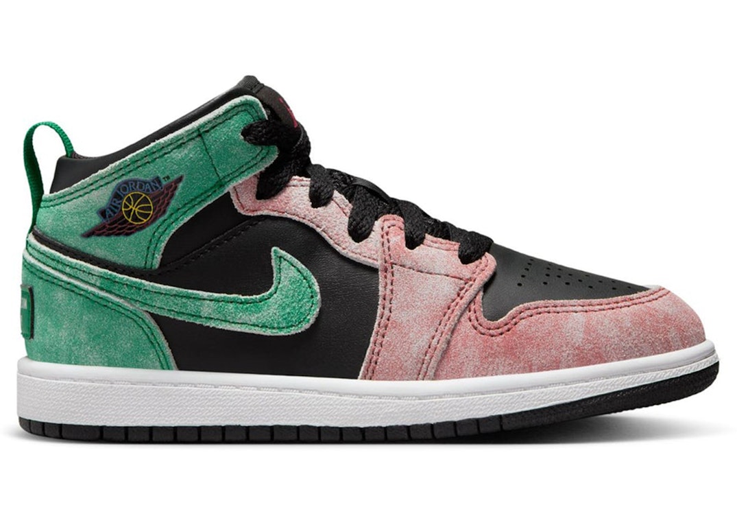 Pre-owned Jordan 1 Mid Se Mj's Playground (ps) In Black/pine Green/dune Red