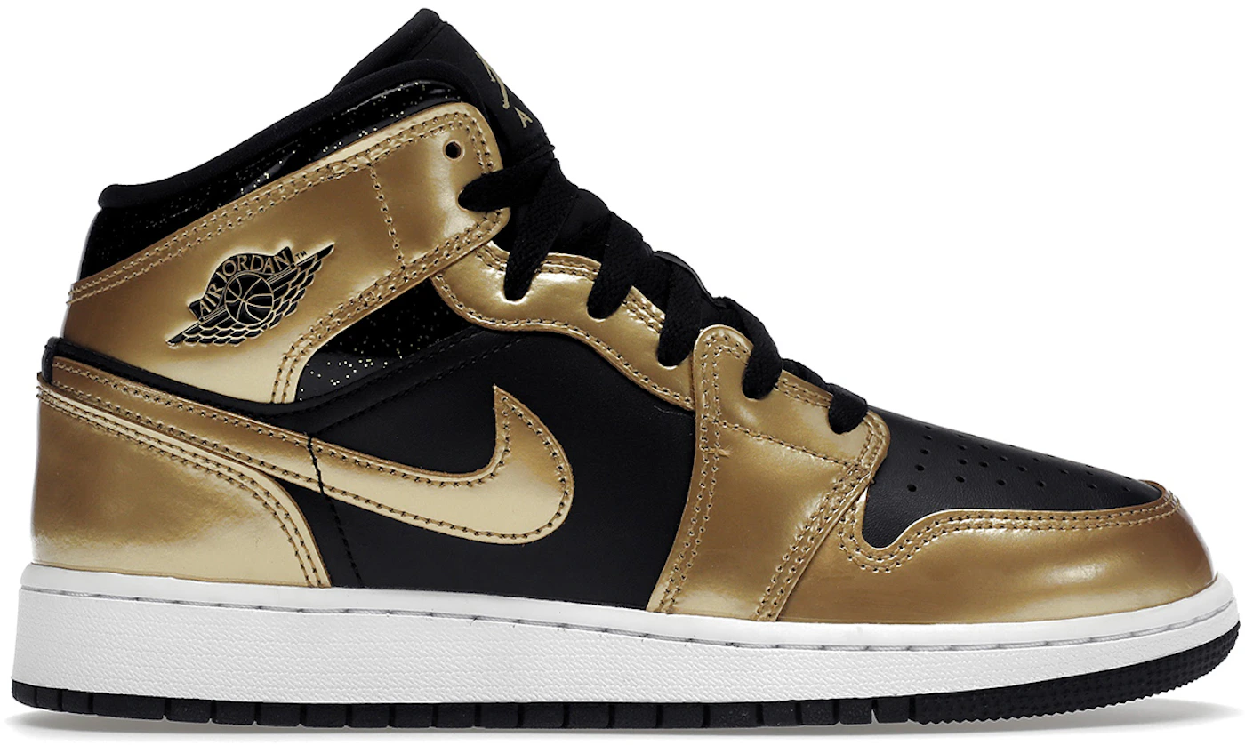 Nike Air Force 1 Mid (Black Suede/Metallic Gold)  Nike nfl shoes, Black  and gold jordans, Black and gold shoes