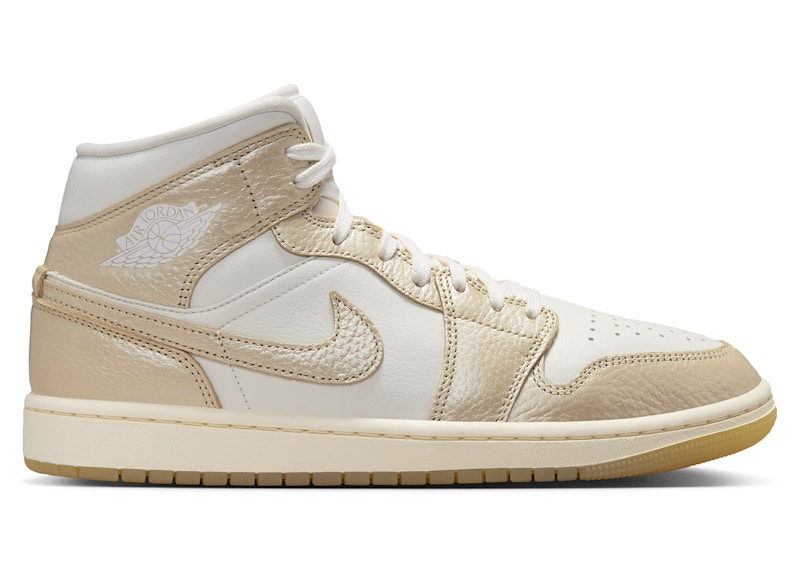 Pre-owned Jordan 1 Mid Se Metallic (women's) Sneakers In Sail/pale Ivory/team Gold