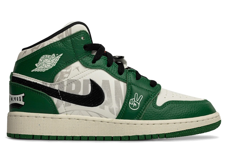 Nike Air Jordan 1 Mid SE Overbranded Pine Green ジョーダン Jordan 1 Mid SE Overbranded (GS) - HF3200-300 - US