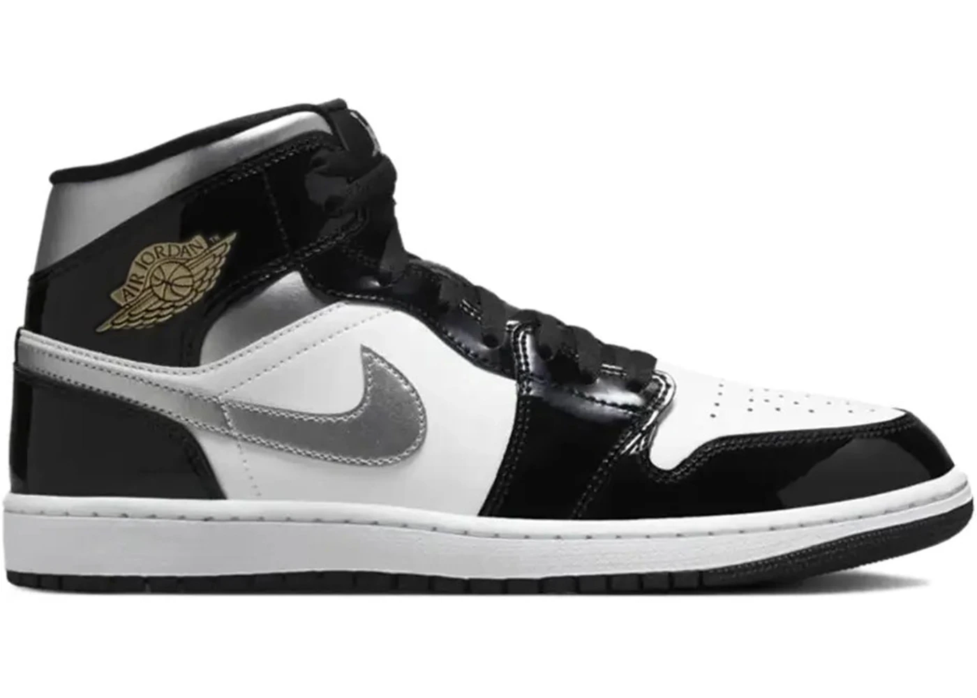 Jordan 1 Mid SE Patent Black White Metallic Silver Metallic Gold Men's - HV0789-010 - US