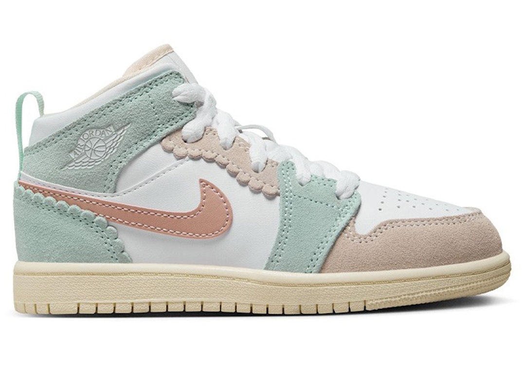 Pre-owned Jordan 1 Mid Se Pink Oxford (ps) In White/pink Oxford/jade Ice