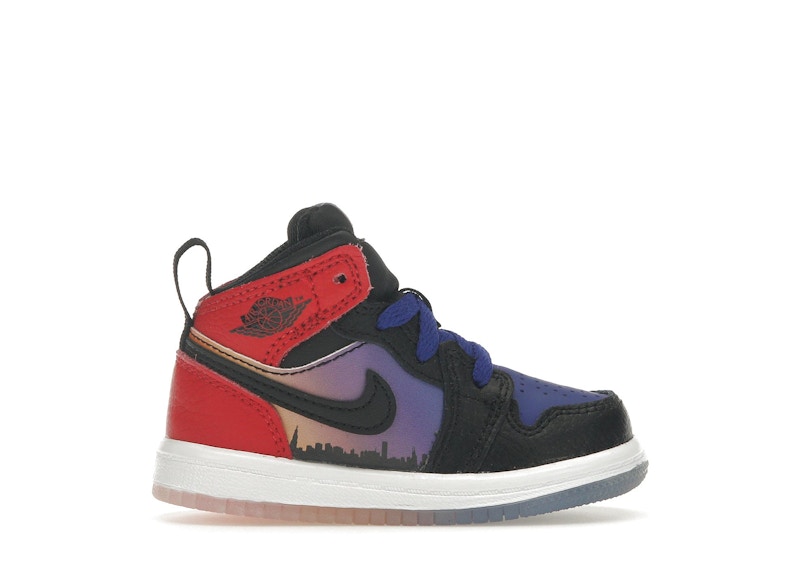 Pre-owned Jordan 1 Mid Short Sleeve Skyline Sneakers In Concord/black/university Red