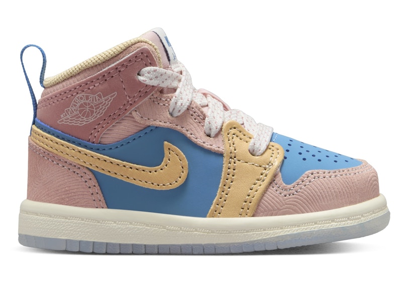 Pre-owned Jordan 1 Mid Sneaker School Hemp Sneakers In Aegean Storm/pink Oxford/red Stardust In Multi