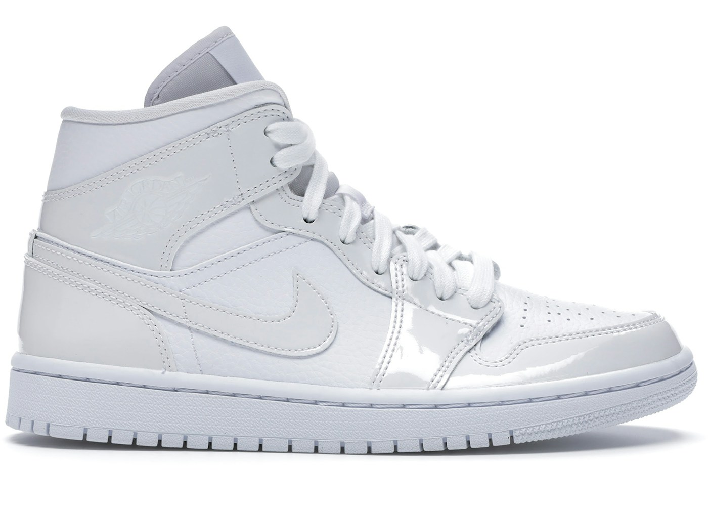 Jordan 1 Mid Triple White Patent Swoosh W Bq6472 100 Jordan 1 Mid Triple White Patent Swoosh W Bq6472 100