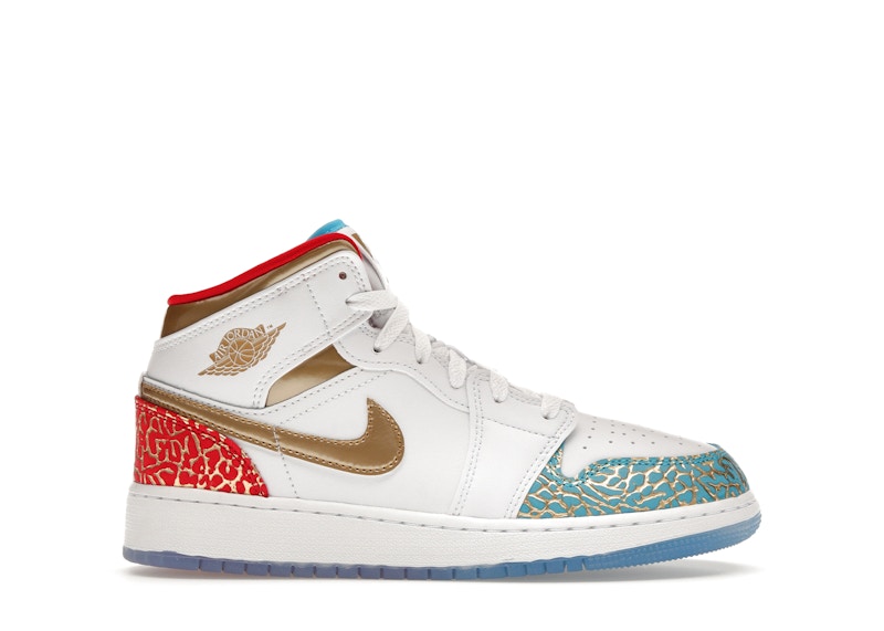 Jordan 1 Mid Sneaker School NC to Chicago (GS) Kids' - FB2212-100 - US