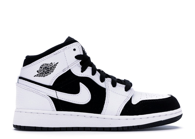 Jordan 1 Mid White Black (GS) Kids' - 554725-113 - US