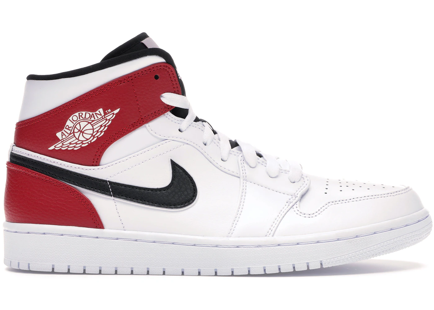 Jordan 1 Mid White Black Gym Red Men's - 554724-116 - US