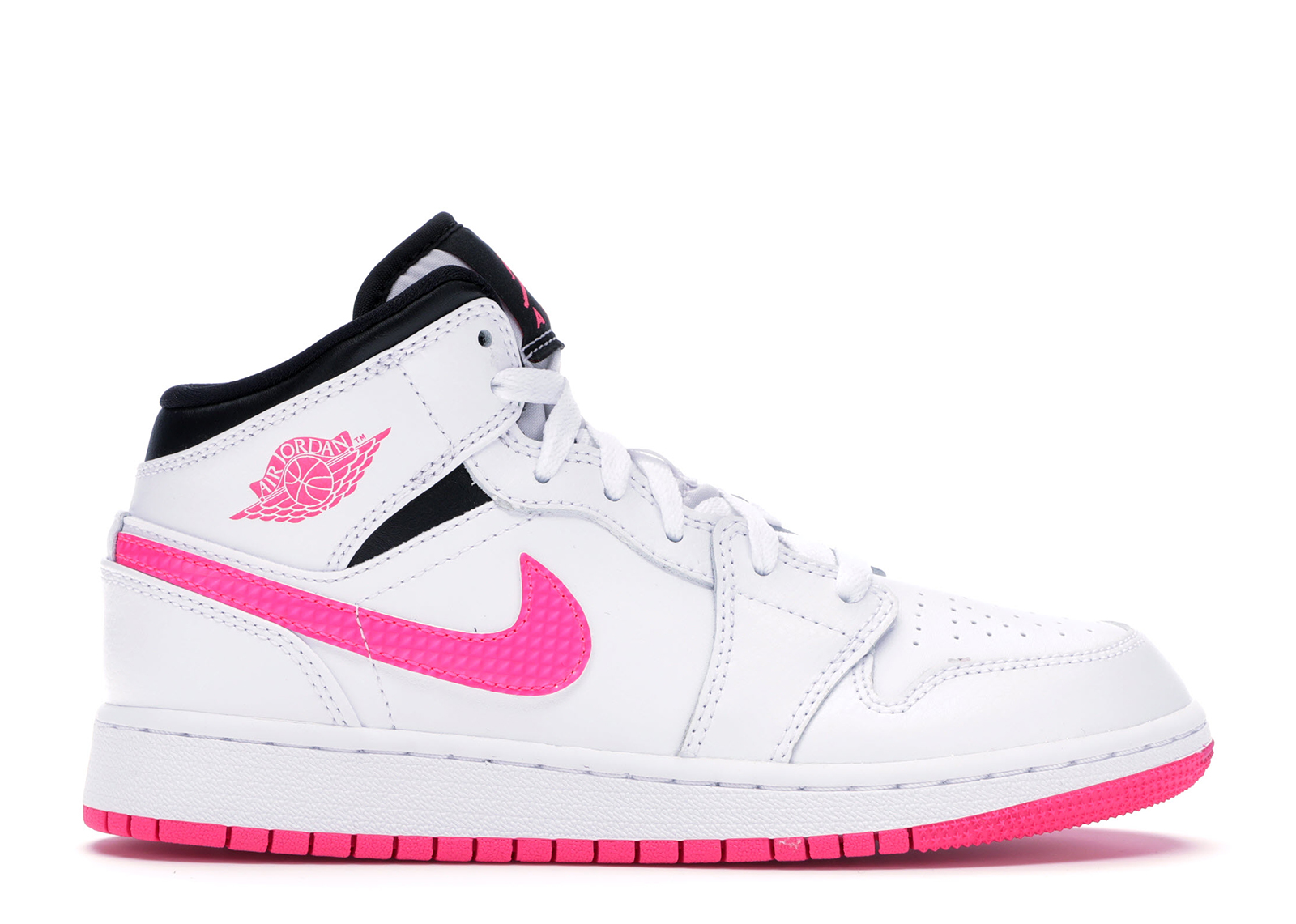 Jordan 1 Mid White Black Hyper Pink (GS) Kids' - 555112-106 - US