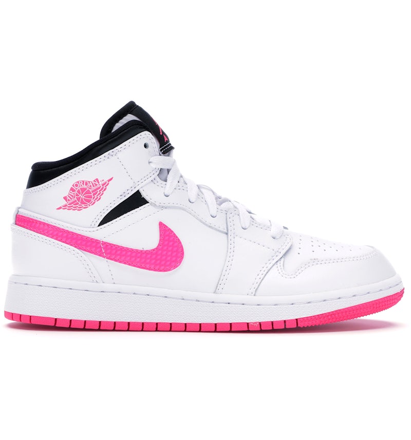 Air Jordan Black White Pink Jordan Mid White Black Hyper Pink (GS