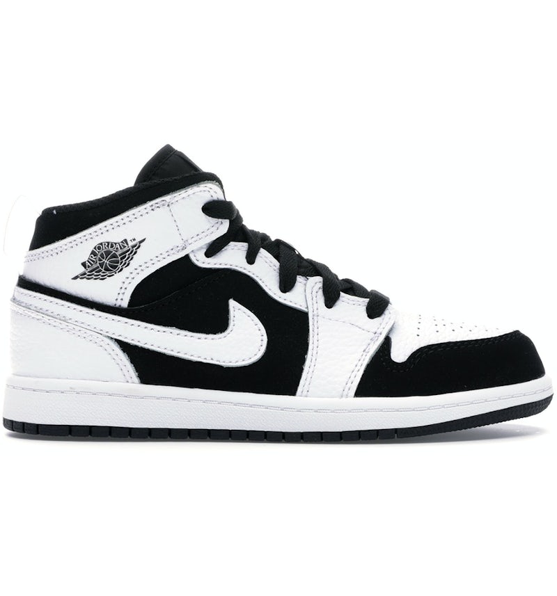 Jordan 1 Mid Blanco Negro para preescolares 640734 113 MX