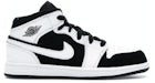 Jordan 1 Mid Blanco Negro (para preescolares)