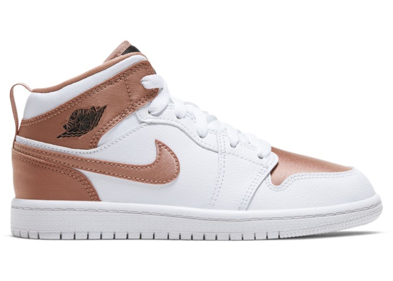 Jordan 1 Mid White Rose Gold (PS) Kids' - 640737-190 - US