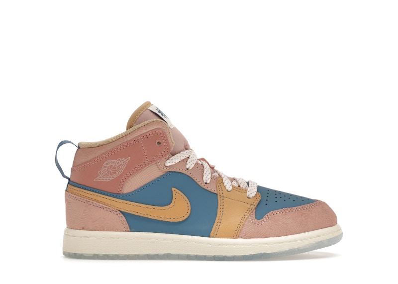 Pre-owned Jordan 1 Mid Zen Sneakers In Aegean Storm/hemp/pink Oxford In Multi