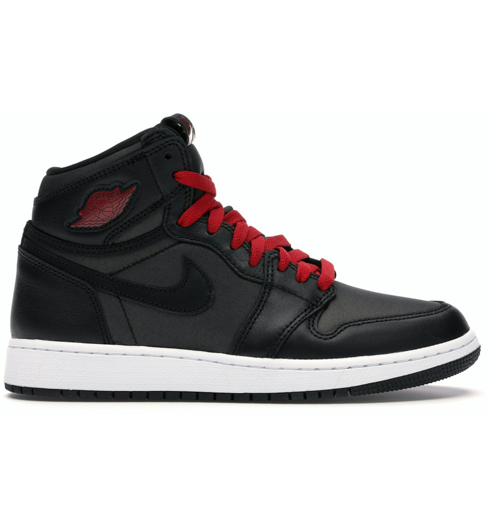 Jordan 1 Retro High Black Satin Gym Red Black (GS)