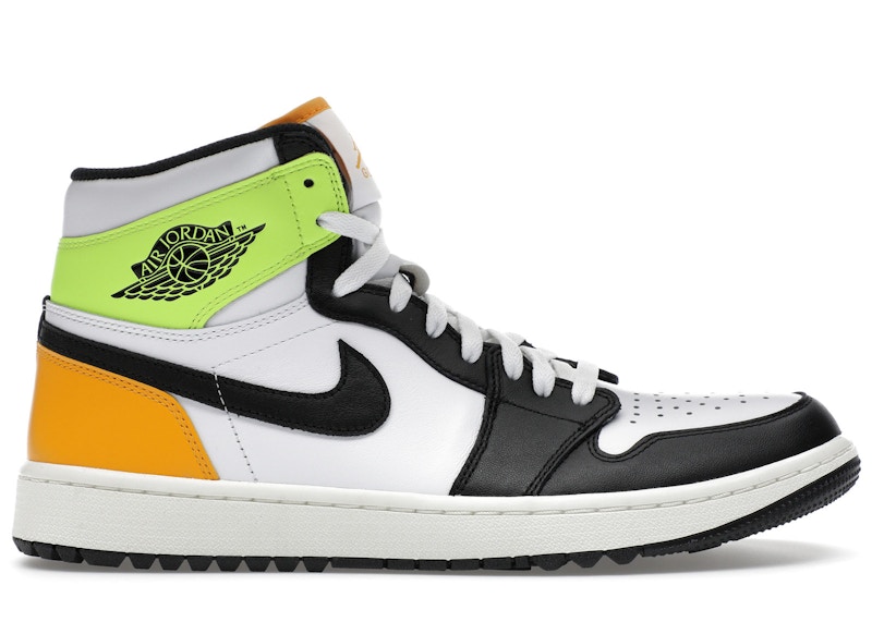 Jordan 1 Retro High Golf White University Gold Volt Black