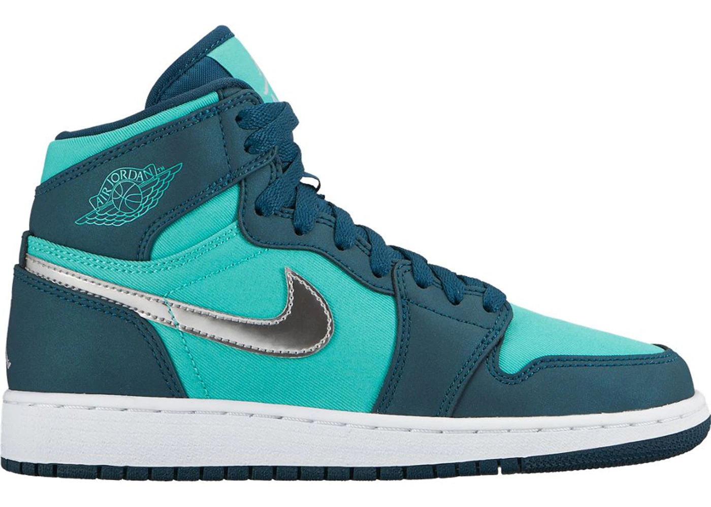 Jordan 1 Retro High Hyper Jade Metallic Silver GS Kids 332148
