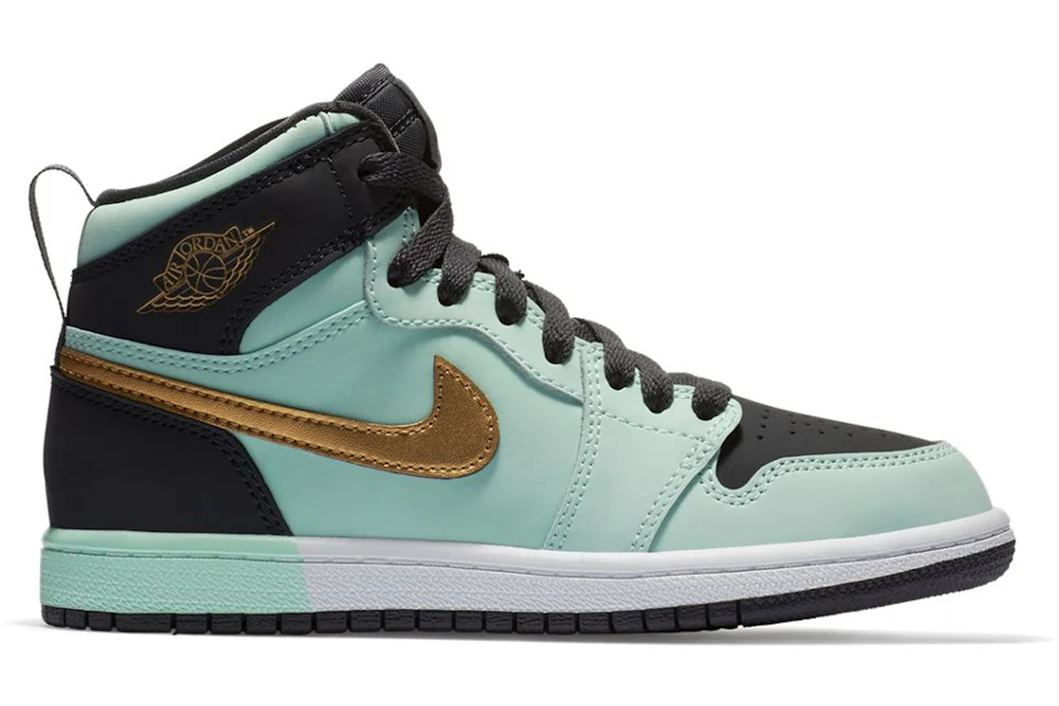 Jordan 1 Retro High Mint Foam Anthracite Metallic Gold PS Kids
