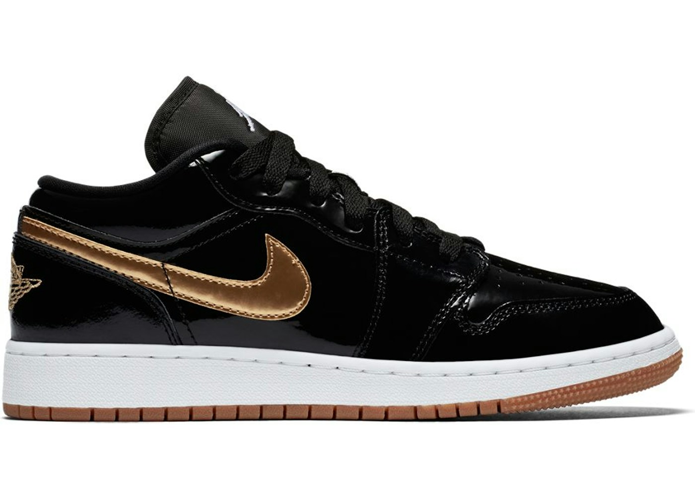 Jordan 1 Retro Low Black Gold Patent Gs 032