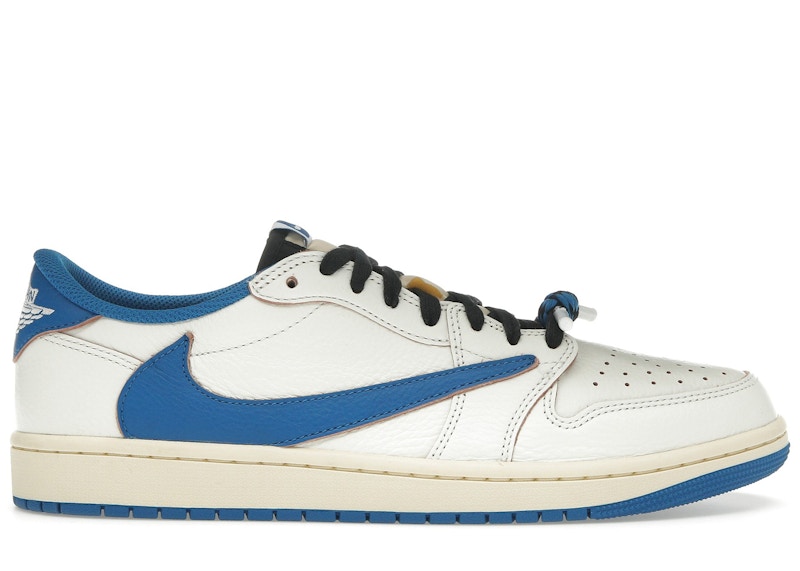 Travis x Fragment × AJ1 Military Blue Jordan 1 Retro Low OG SP Fragment x Travis Scott Sail