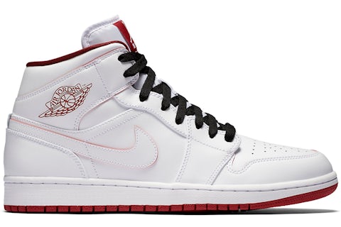 Nike air jordan 1 mid white red hotsell