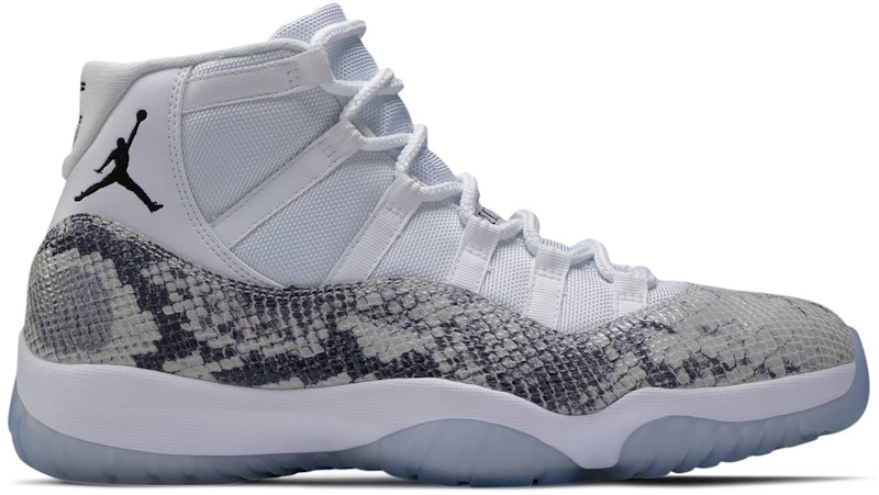 white and grey snakeskin 11s