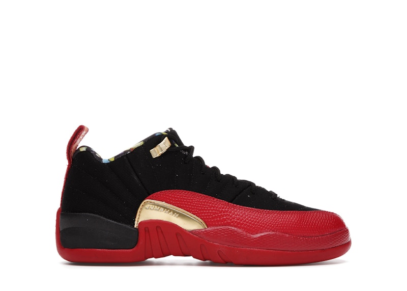 Jordan 12 low on sale red and black