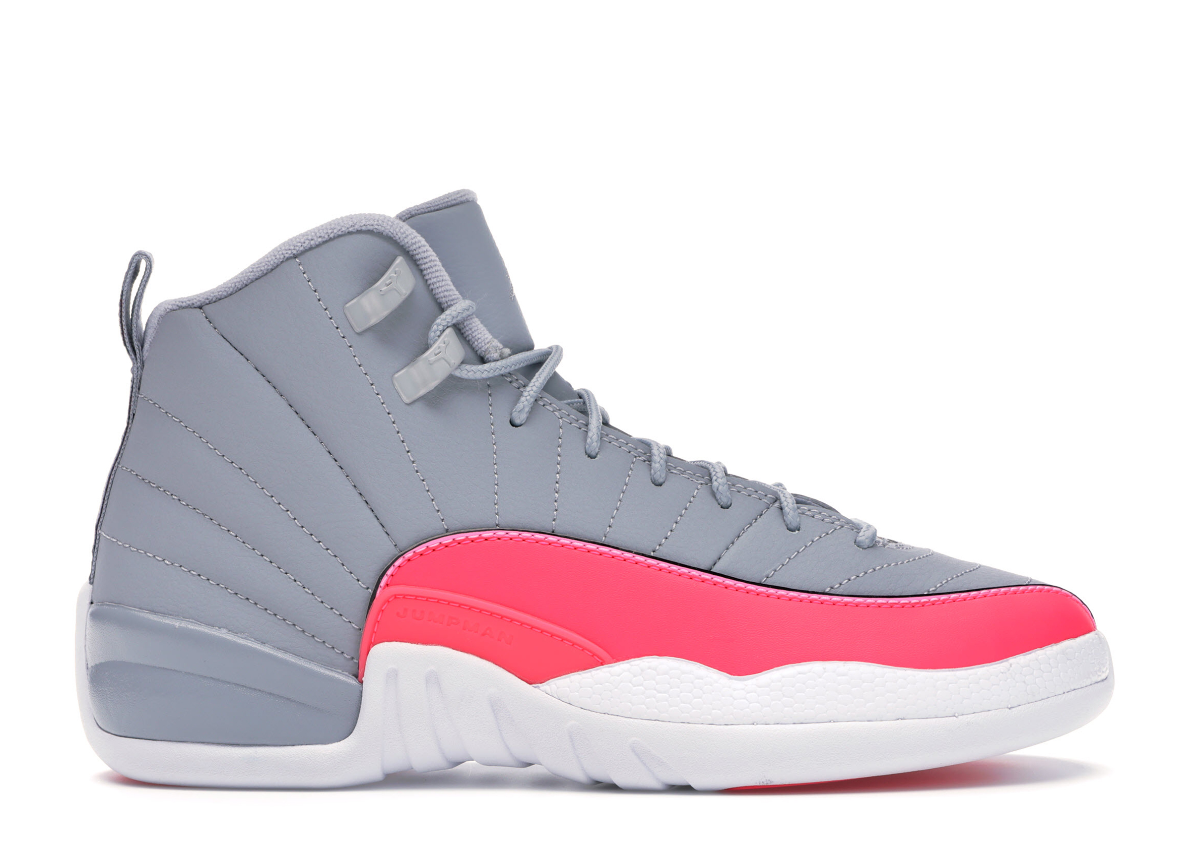 pink and gray jordans 12