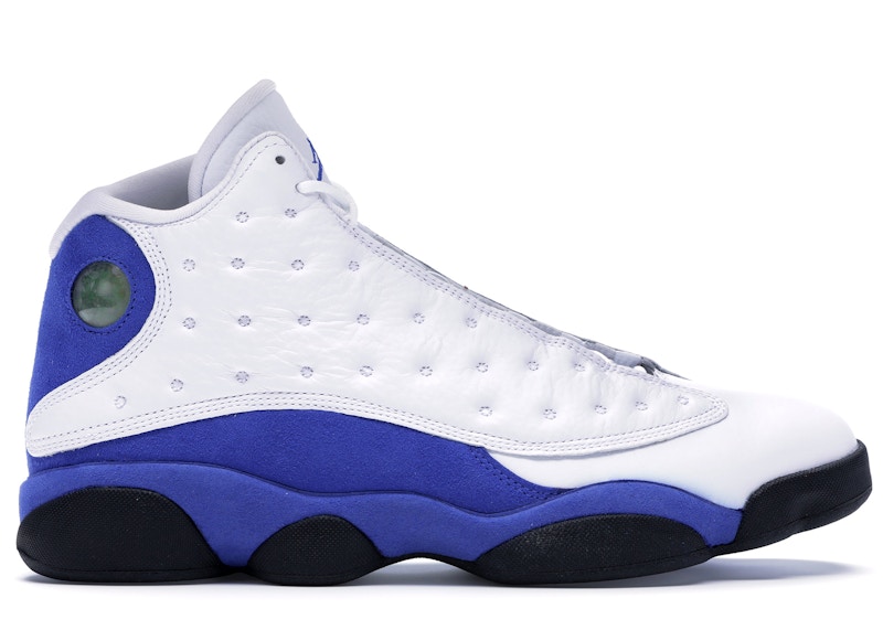 white and royal blue jordans