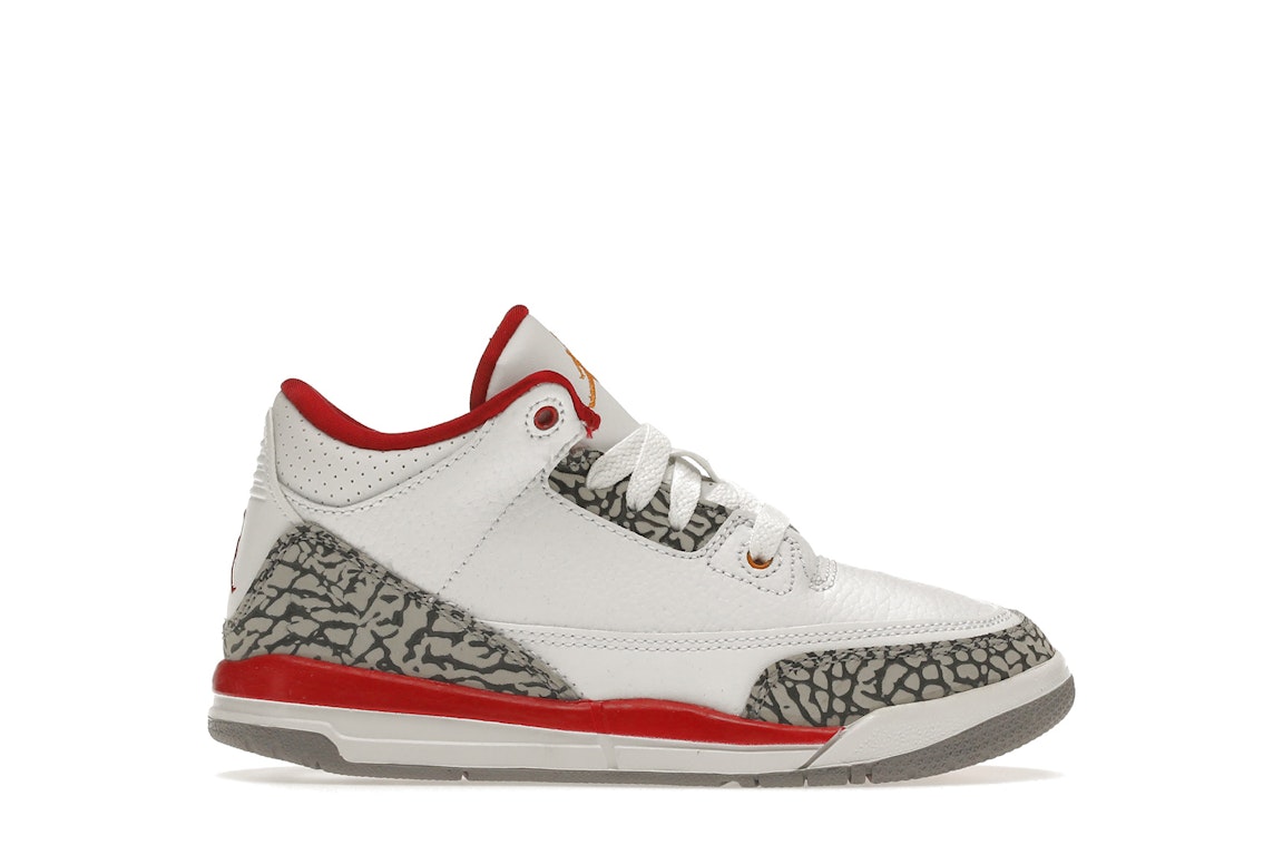 Pre-owned Jordan 3 Retro Cardinal (ps) In White/light Curry/cardinal Red