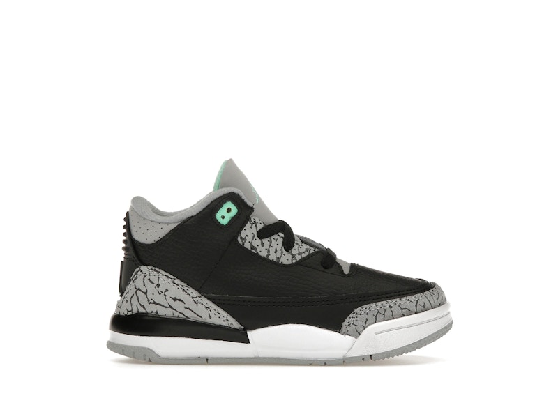 Pre-owned Jordan 3 Retro Sneakers In Black/green Glow/wolf Grey