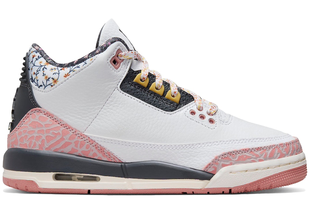 Pre-owned Jordan 3 Retro Vintage Floral (gs) In White/anthracite-red Stardust-sail-saturn Gold