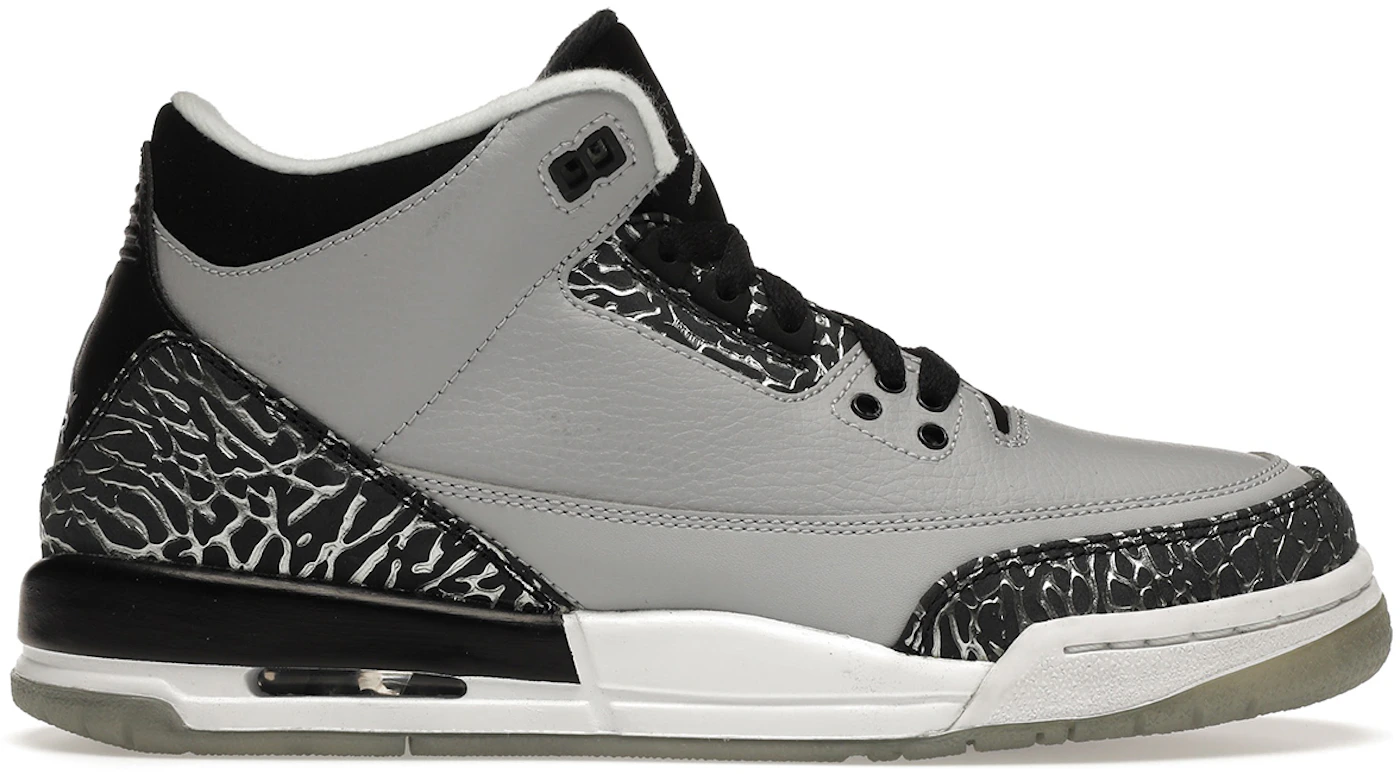 Air Jordan 3 Wolf Grey  Jordan shoes retro, Shoes sneakers jordans,  White leather shoes