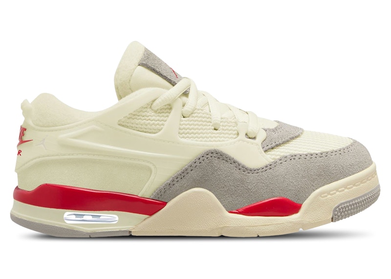 Pre-owned Jordan 4 Rm Fire Red Sneakers In Sail/college Grey/coconut Milk
