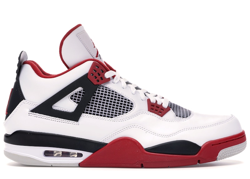 white and red jordan retro 4