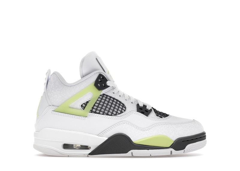 Jordan 4 Retro Sneakers in White/Light Lemon Twist/Light Graphite