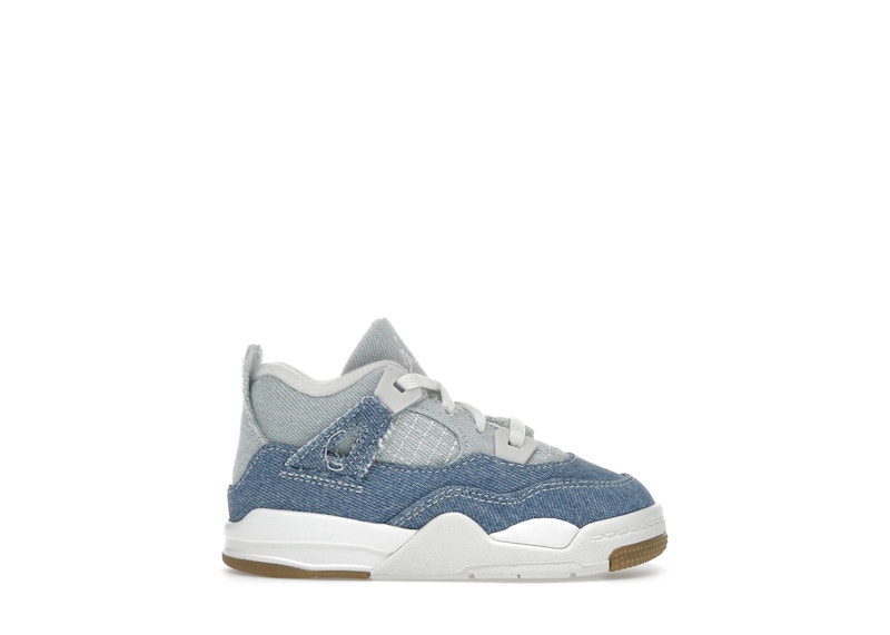 Pre-owned Jordan 4 Retro Tex Denim Sneakers In Sail/gum Light Brown/worn Blue